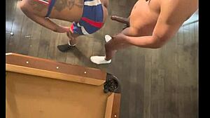 Cheerleader sucks and fucks at pool hall