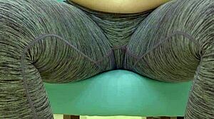 Teen babe teases sugar daddy with big ass in leggings during workout photoshoot