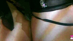 a redheaded lesbian babe is making other big breasted lady eat cakes and fruit