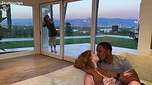 Two redheads contrast with turned teen in BBC cuck trailer