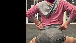 Personal trainer couldn't resist and had sex with me in the gym bathroom.