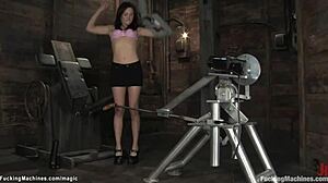 Hairy Brunette Squirts During Rough Machine Fucking And Orgasm