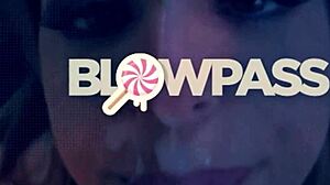 hot petite babe sucks huge cock on blowpass