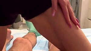 can this european blonde stepmom help her stepson cum in lingerie?