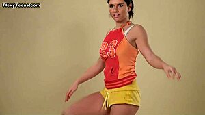 Big Saggy Tits Polina Barna Flexes Naked in Intense Yoga on Sofa.