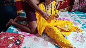 Indian Bridal Bhabhi Gives Blowjob and Gets Anal Creampie from Step Brother in Bathroom.
