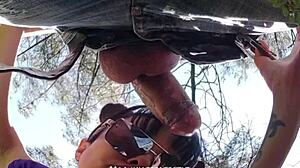 Backstage surprise blowjob and deepthroat for the cameraman