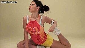 Big Saggy Tits Polina Barna Flexes Naked in Intense Yoga on Sofa.