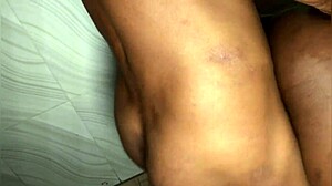 Amateur squirts pussy in kitchen with big black cock