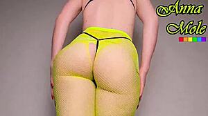 Anna mole bounces her booty in fishnets and stockings