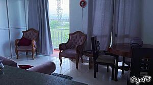 sayafit seduces boyfriend with buttplug in big ass leading to intense squirting action