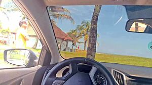 Married woman masturbates riskily for stranger on the street in public?