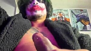 Joker In Bat Costume Gives Huge Handjob And Masturbates Solo