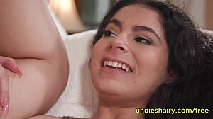 Busty teen gets hairy pussy pounded by massive cock