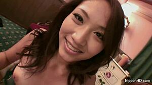 this asian teen was sucking cock pov and got a cumshot on her face