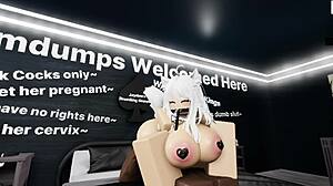 Roblox cat girl bent over for big black cock blowjob and doggystyle pussy pounding
