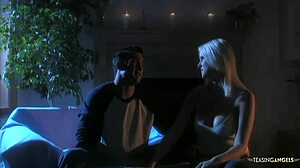 Horny Short Hair Blonde Sucks Boyfriend Cock! Rides It Hard On Sofa With Deepthroat Blowjob And Facial Cumshot!