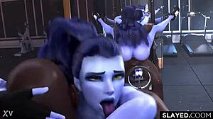 widowmaker gets a savage blowjob and creampie