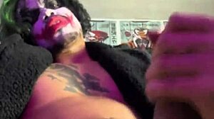 Joker In Bat Costume Gives Huge Handjob And Masturbates Solo