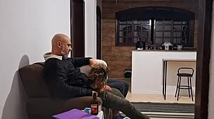 Pay the rent with your body, the collector demands, leading to wet sucking and muff diving.