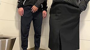 Come on juicy milf give that cock a quick handjob in this public toilet right now