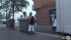 horny street guy sucks nacho vidal's big cock on street