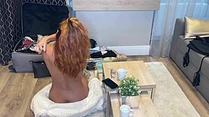 backstage threesome with petite latina and tall brunette teen on livestream