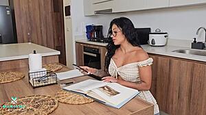 Teacher fucks student's curvy mom