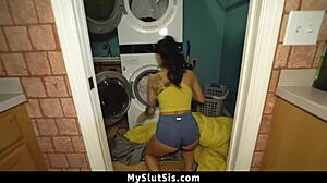 Stepbrother engages in hardcore action with stepsister's big round booty.