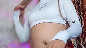 rica blanca trans jerks off cock