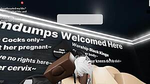 Roblox cat girl bent over for big black cock blowjob and doggystyle pussy pounding
