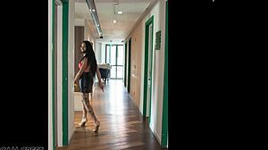 sindy models her orange swimsuit