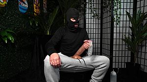 Huge White Cock Cums In Condom Until Explodes!