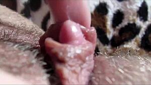 she experienced an intense big clit orgasm in a detailed closeup view that captured every pulsing moment