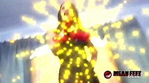 terra mizu slips off her shoes, then teases her body with passion