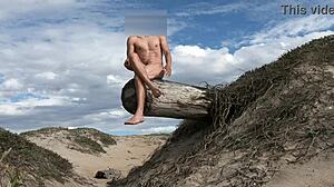 i'm nude posing and teasing cock at the public beach, cumming in the plaza