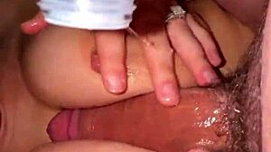 watch me cum on her big tits in shower blowjob
