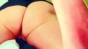 Blonde amateur flashes ass, masturbates to orgasm with hitachi