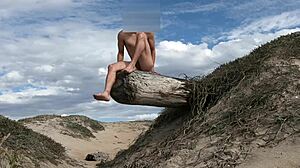 i'm nude posing and teasing cock at the public beach, cumming in the plaza