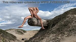 i'm nude posing and teasing cock at the public beach, cumming in the plaza