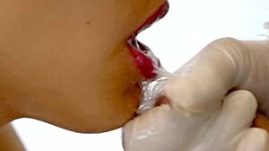 what's the invisible connection between japanese lovers' hearts in this doggystyle cum in mouth scene?