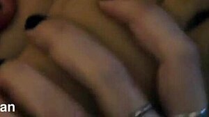 Redhead bitch dominates with choking deepthroat and feet fetish control.