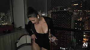 She came in elegant, but quickly stripped off her clothes... then things got wild in the bedroom.