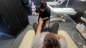 Cute amateur manicurist intensely sucks and licks dick during manicure session