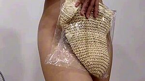 Beautiful student unboxes her tight pussy in public close-up