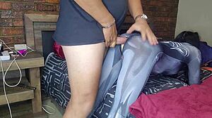 Petite Skinny Grace Spidergirl with Small Tits in Cosplay Gets Tight Ass Creampied and Filled with Cum