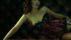 Jeny Smith in Red Corset and Stockings Photoshoot