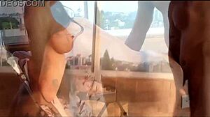 Emo girl gives blowjob before big cock fucks her ass