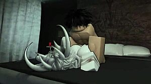 Breeding demon slut says, Suck my big tits while I ride your cock!