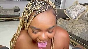 Ebony Stepsister Wants Sex with Horny Neighbor Big Cock in Missionary Doggystyle Cumshot
